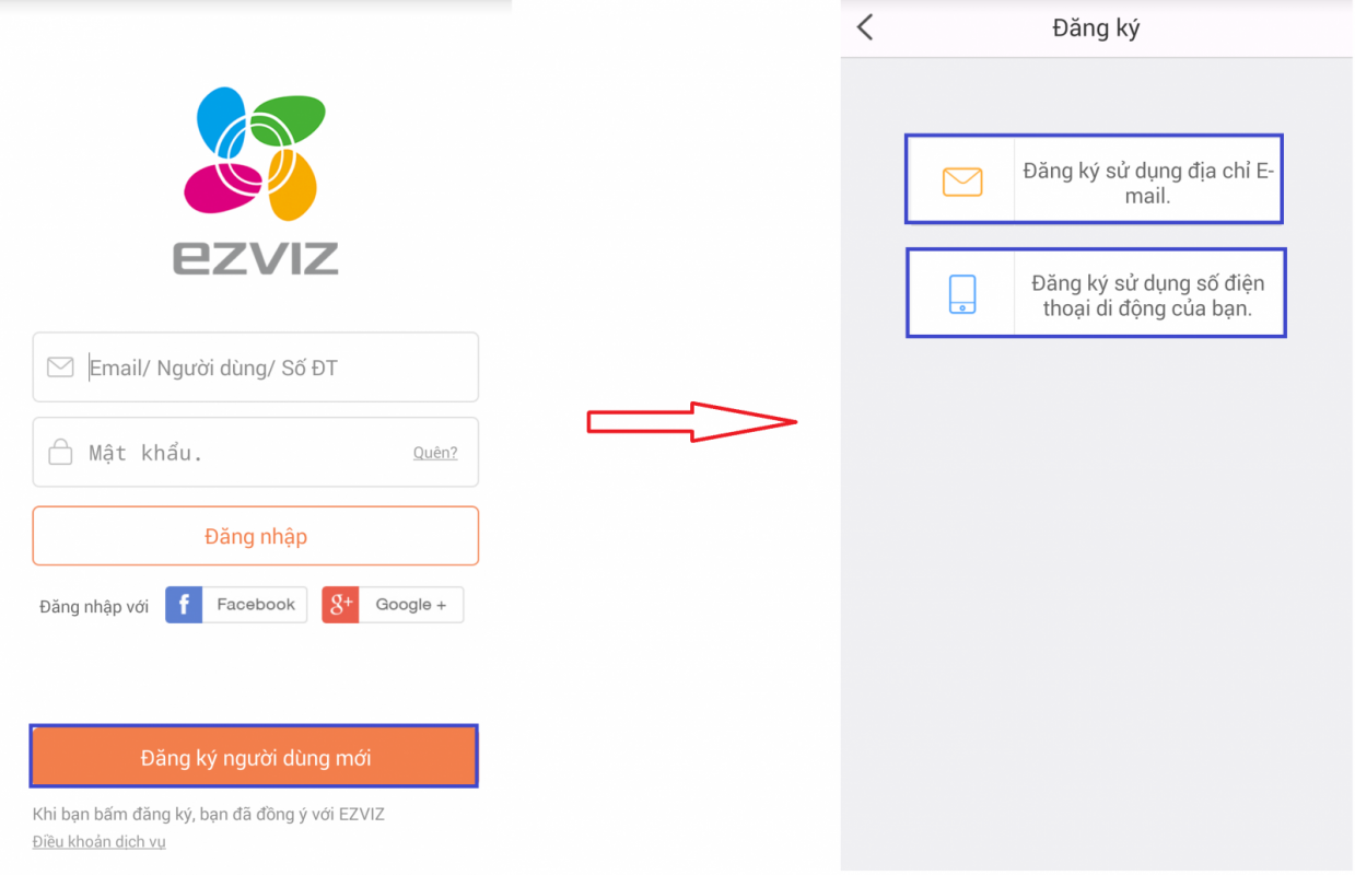 Đăng ký tài khoản EZVIZ