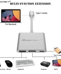 Bộ chuyển cổng Type C sang 01 USB + 01 HDMI 4K + 01 Type C (sạc được)