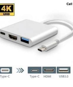 Bộ chuyển cổng Type C sang 01 USB + 01 HDMI 4K + 01 Type C (sạc được)